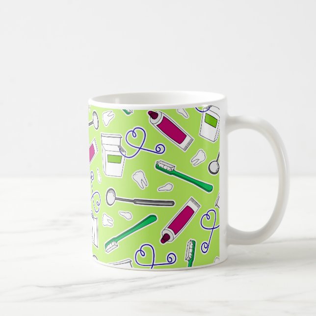 Cute Dentist / Dental Hygienist Love Green Purple Coffee Mug (Right)