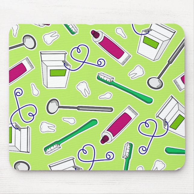 Cute Dentist / Dental Hygienist Love Green Purple Mouse Pad (Front)