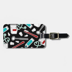 Cute Dentist / Dental Hygienist Print Black Luggage Tag