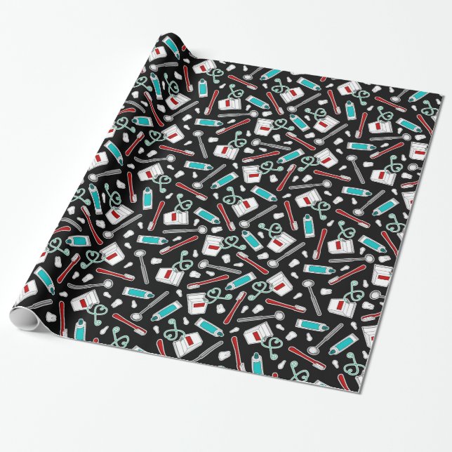 Cute Dentist / Dental Hygienist Wrapping Paper (Unrolled)