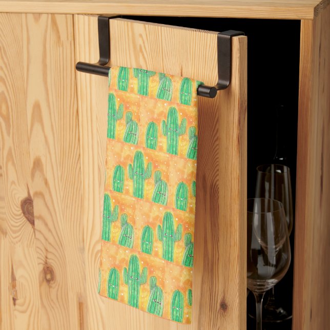 Cute Desert Cactus Tea Towel (Thirds Fold)