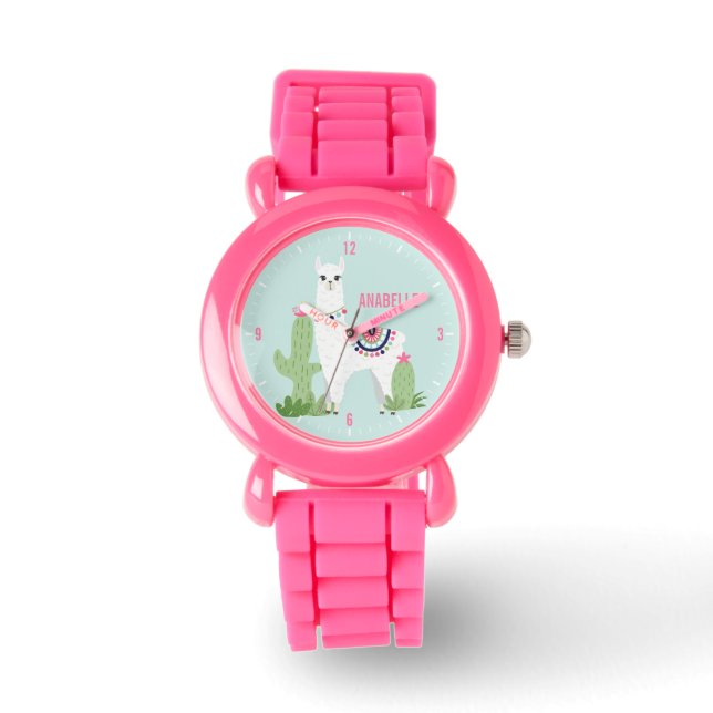 Cute Desert Llama Personalised Girl's Watch (Front)