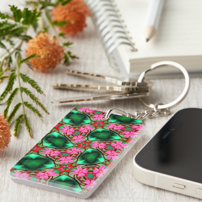 Cute Desert Rose Pattern Key Ring (Front Right)