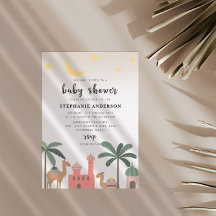 Cute Desert Themed Camel Palm Trees Baby Shower