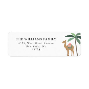 Cute Desert Themed Camel Palm Trees Matching Return Address Label