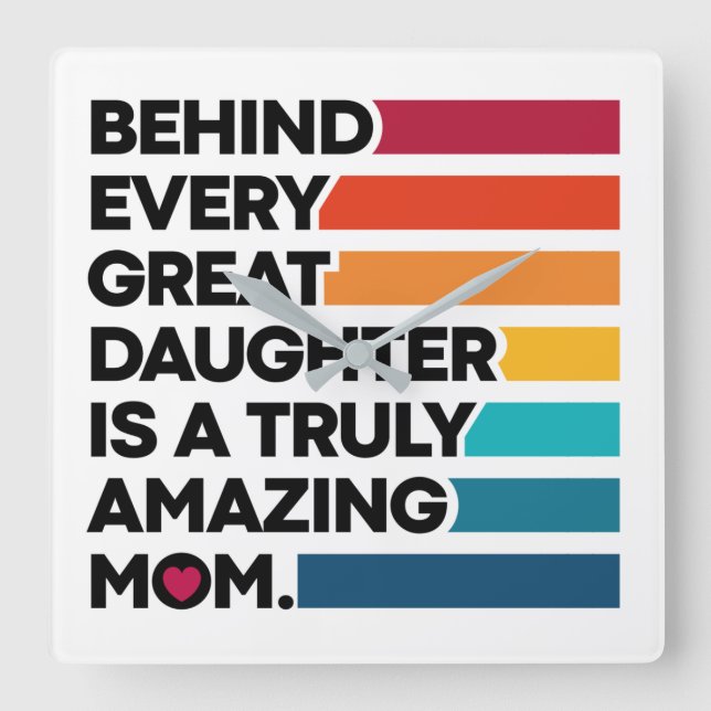 Cute Design Expression Text for Mother's Day Square Wall Clock (Front)