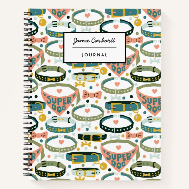 Cute Designer Dog Collar Customisable Notebook (Front)