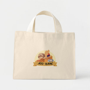 Cute dessert Bread baking bakery custom name Mini Tote Bag