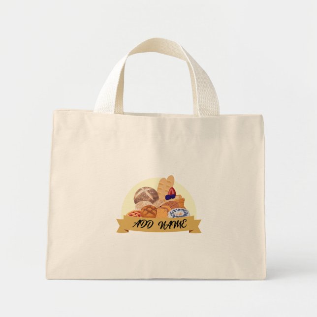 Cute dessert Bread baking bakery custom name Mini Tote Bag (Front)