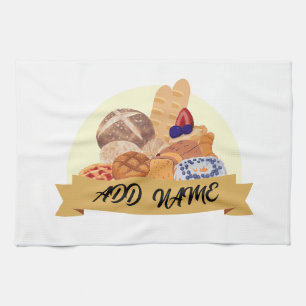 Cute dessert Bread baking bakery custom name Tea Towel