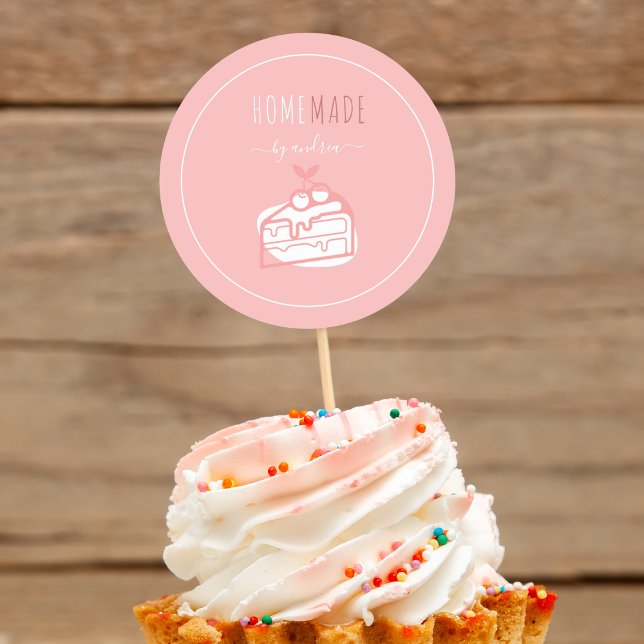 Cute Dessert Cake Artist Homemade Bakery Business Classic Round Sticker (Creator Uploaded)