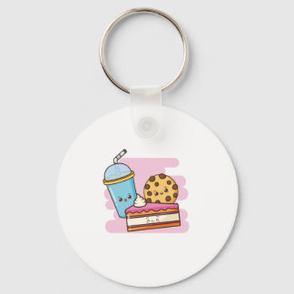 Cute Dessert Trio – Cake, Cookie, and Drink Key Ring