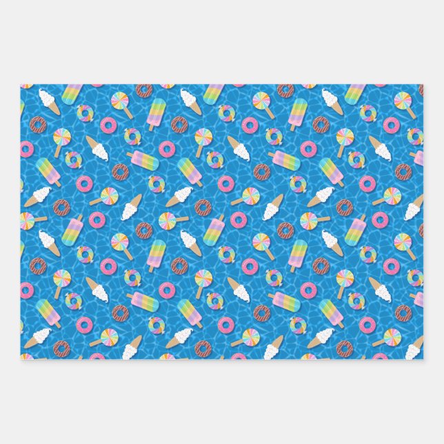 Cute Desserts Wrapping Paper Sheet (Front)