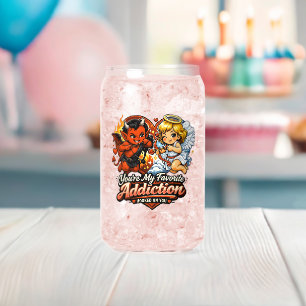 Cute Devil & Angel Valentine Day Love Design Can Glass