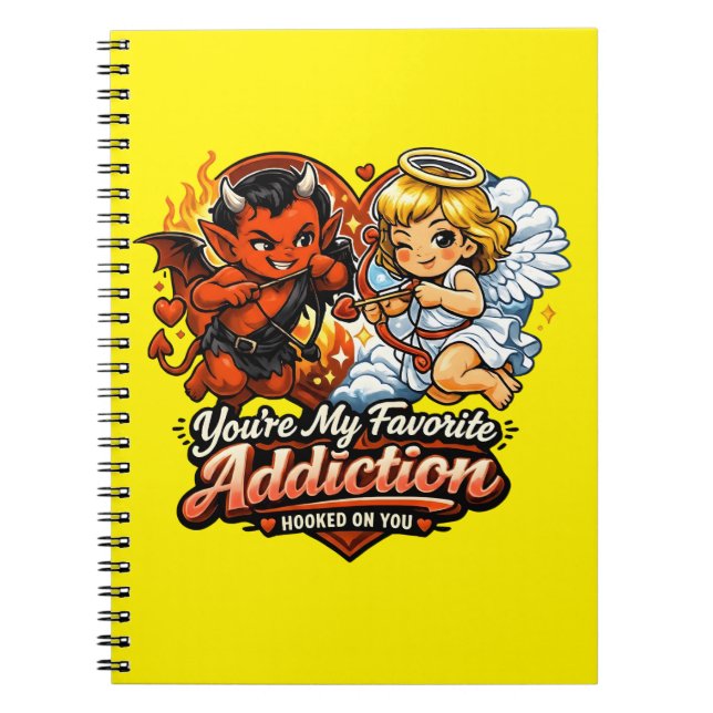 Cute Devil & Angel Valentine Day Love Design Notebook (Front)