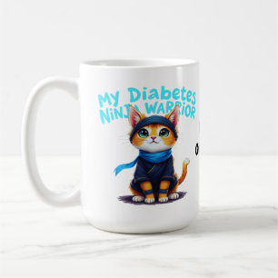 Cute Diabetes Ninja Warrior Cat Awareness Design Coffee Mug