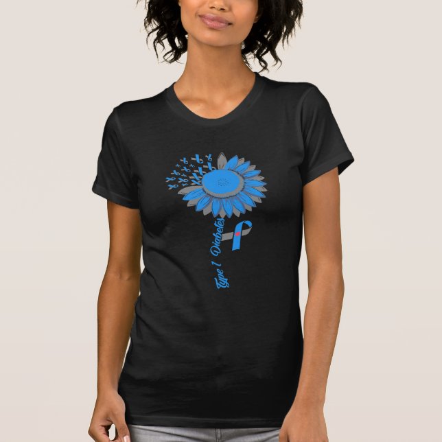 Cute Diabetic Sunflower Type 1 Diabetes Awareness T-Shirt (Front)