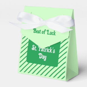 Cute Diagonal Stripes Green and White St Patricks Favour Box