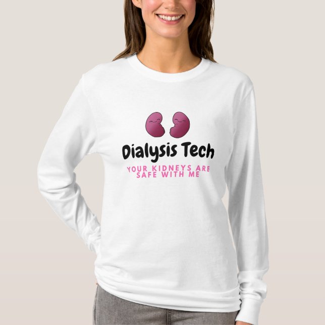 Cute Dialysis Tech Long Sleeve Kidney T-Shirt (Front)