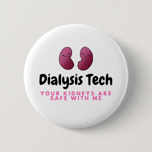 Cute Dialysis Tech Pink Kidneys Renal Button