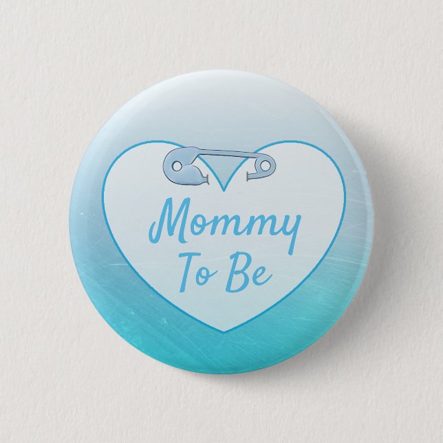 Cute Diaper Pin Heart Blue Mom to Be (Front)