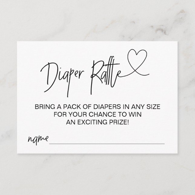 Cute Diaper Raffle Baby Shower Game Cards (Front)