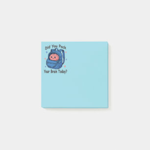 Cute “Did You Pack Your Brain Today?” Brain Pun Post-it Notes