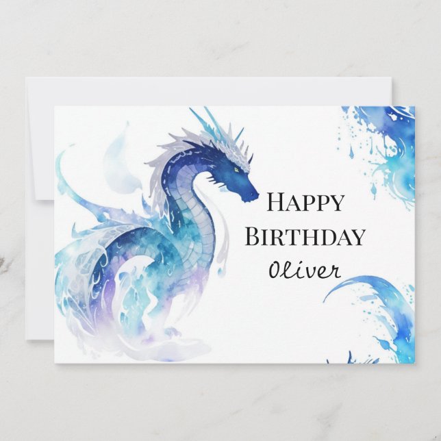 Cute Digital Dragon Birthday Card (Front)