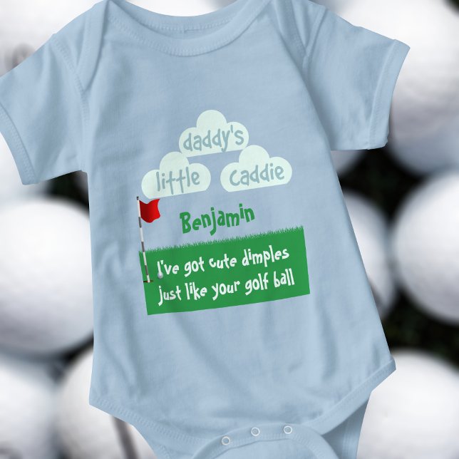 Cute Dimples Funny Golfer Daddy's Little Caddie Baby Bodysuit (Creator Uploaded)