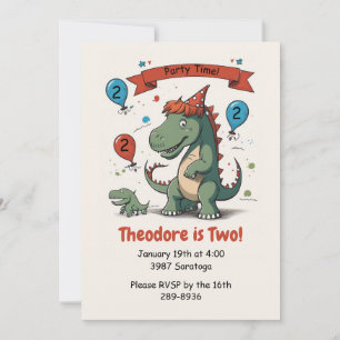 Cute Dinasour and her Baby Birthday Party Invitation