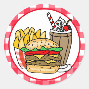 Cute Diner Food   Classic Round Sticker