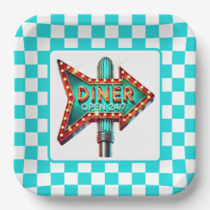 Cute Diner retro party Paper Plate