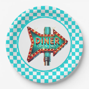 Cute Diner retro party Paper Plate