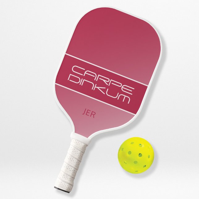 Cute Dink Pun Quote Gradient Initials Magenta Red  Pickleball Paddle (Creator Uploaded)