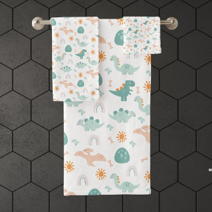 Cute Dino Adventure Pattern kids Bathroom Decor Bath Towel Set