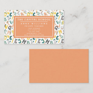 Cute Dino Alphabet - Teacher Private Tutor Business Card