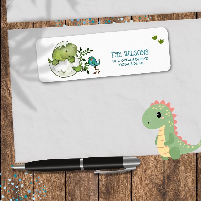 Cute Dino Baby Boy Shower Return Address  Label (Cute Dino Baby Boy Shower Return Address Label)