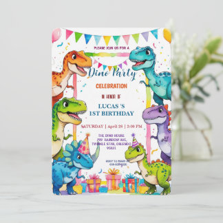 Cute DIno Baby Dinosaurs 1st Birthday party Save T Save The Date