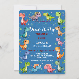 Cute DIno Baby Dinosaurs 1st Birthday party Save T Save The Date