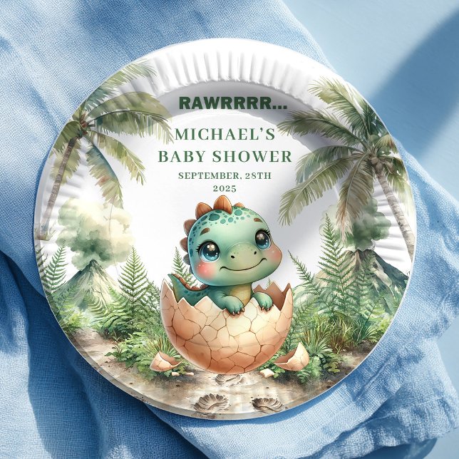 Cute Dino Baby Shower Hatching Soon Name Plates (Cute Dino Baby Shower Hatching Soon Name Plates)