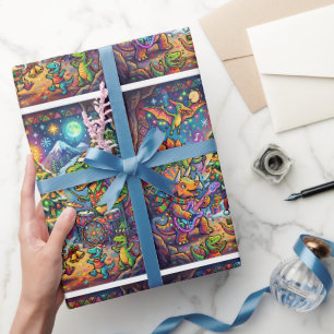 Cute Dino Band Merry Christmas Wrapping Paper