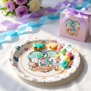 Cute Dino Birthday Personalized Paper Plate