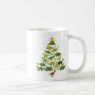 Cute Dino Christmas Tree Merry Dinomas Xmas Lights Coffee Mug