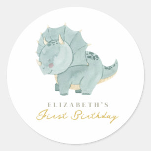 Cute Dino Classic Round Sticker