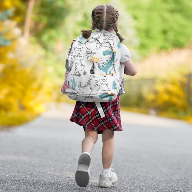 Cute Dino Delight: Dinosaur for Girls Kid Children Printed Backpack (Creator Uploaded)