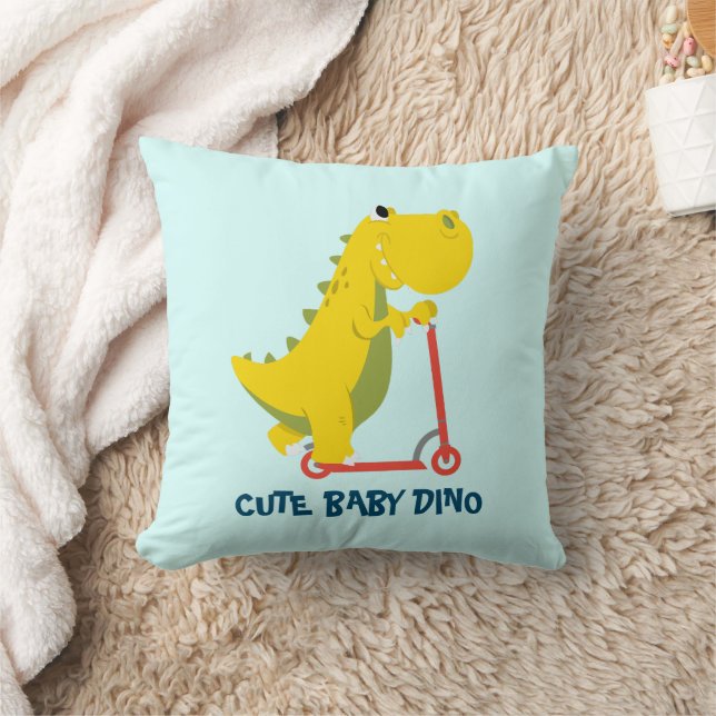 Cute dino dinosaur Scooter Toy  Birthday Party Cushion (Blanket)