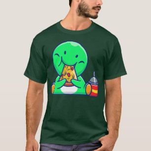 Cute Dino Eating Pizza Dinosaur T-Shirt Funny Food