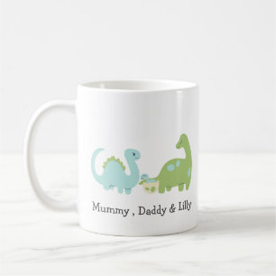 Cute Dino Family , Personalised Matching Family Coffee Mug
