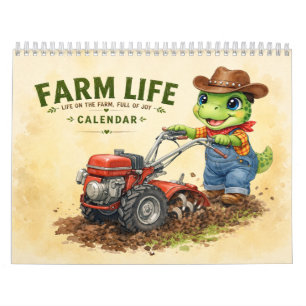 Cute Dino Farm Life - Farm Chore Art Calendar