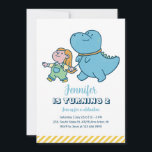 Cute Dino Friend Dinosaur Girls Birthday Invitation<br><div class="desc">Cute design for kids,  boys or girls who love dinosaur,  dino cartoon,  T-rex and other dinosaur species. Perfect for Jurassic theme birthday party. You can customise the wording to fit other occasions.</div>